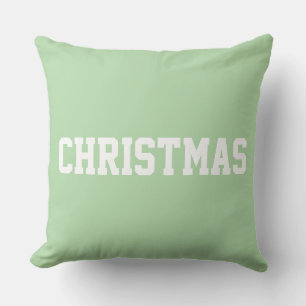 White CHRISTMAS Bold Text On Deep Navy Blue Throw Pillow