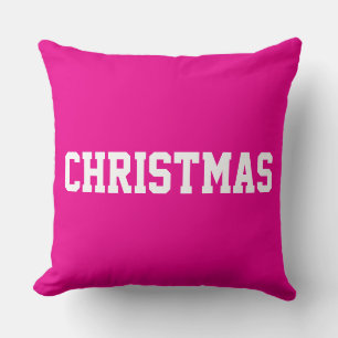 White CHRISTMAS Bold Text On Modern Black Throw Pillow