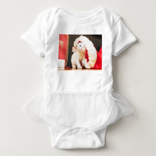 White Christmas Cat Baby Bodysuit