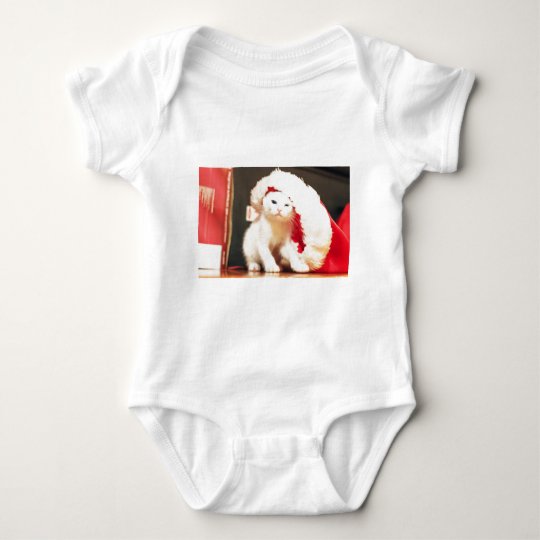 White Christmas Cat Baby Bodysuit