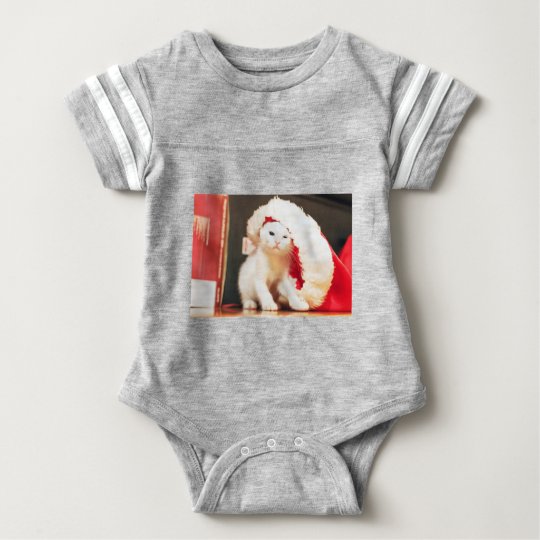 White Christmas Cat Baby Bodysuit
