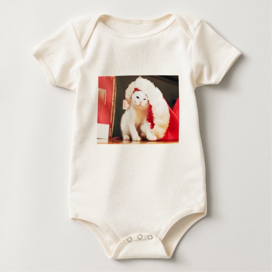 White Christmas Cat Baby Bodysuit