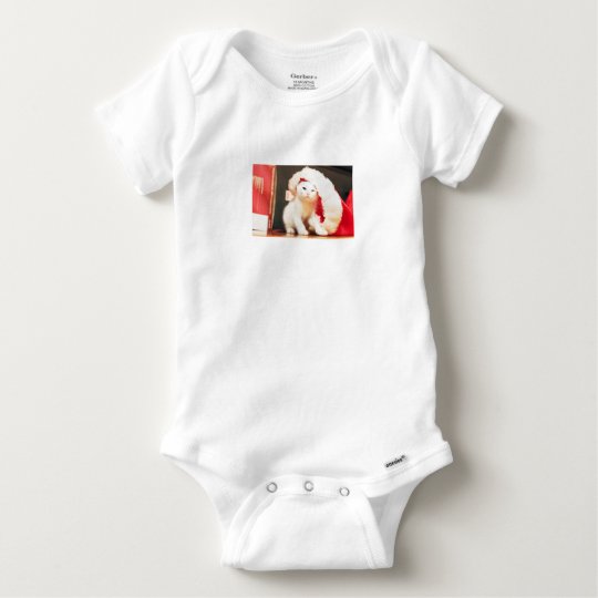 White Christmas Cat Baby Onesie
