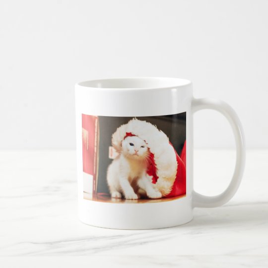 White Christmas Cat Coffee Mug
