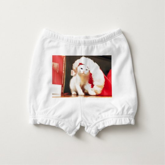 White Christmas Cat Diaper Cover