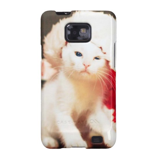 White Christmas Cat Galaxy S2 Cases