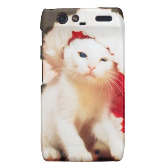 White Christmas Cat Motorola Droid RAZR Case