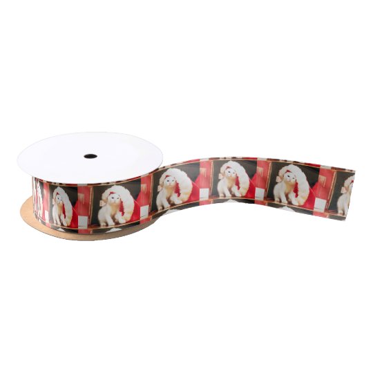 White Christmas Cat Satin Ribbon