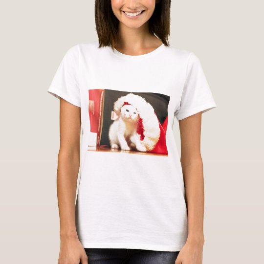 White Christmas Cat T-Shirt