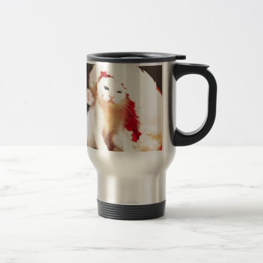 White Christmas Cat Travel Mug