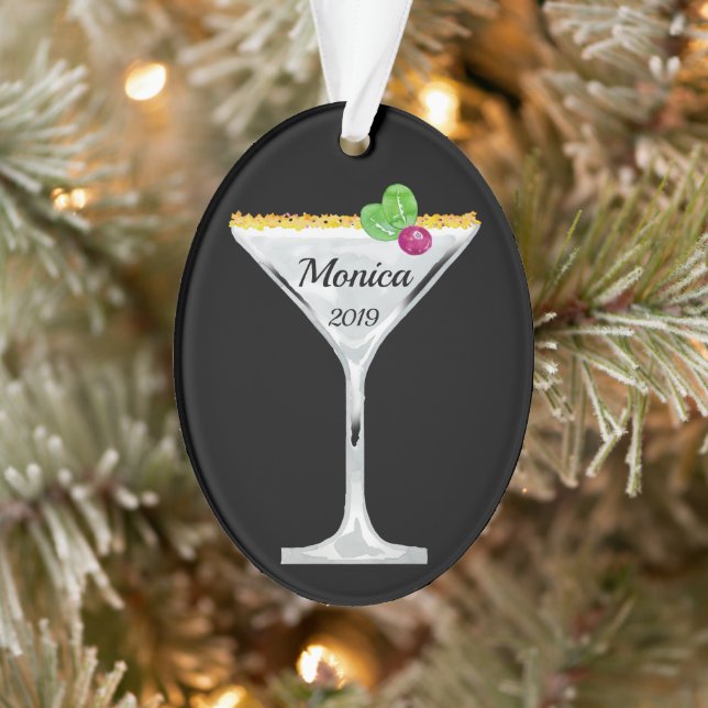 White Christmas Cocktail Personalized Ornament (Tree)