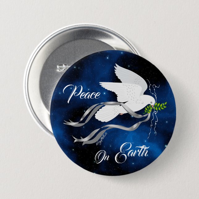 White Christmas Dove Button (Front & Back)