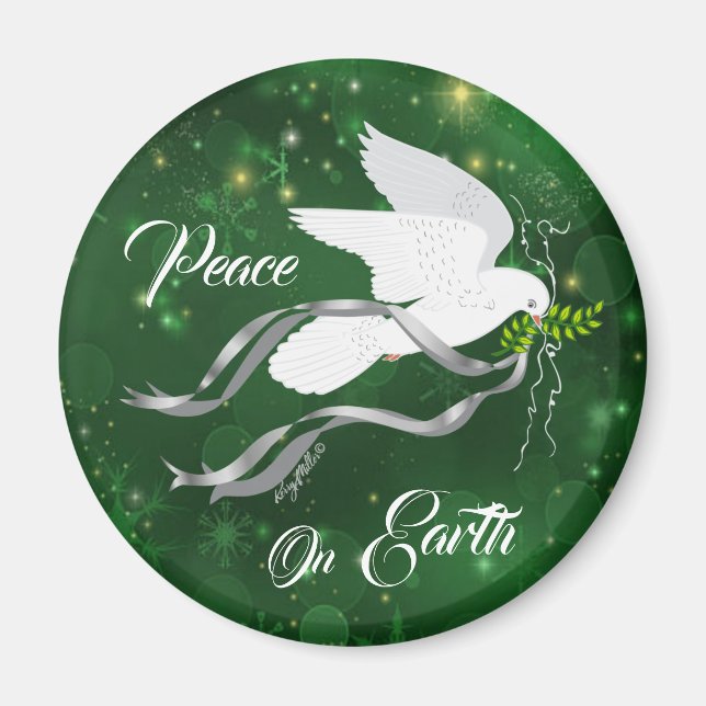 White Christmas Dove Magnet (Front)