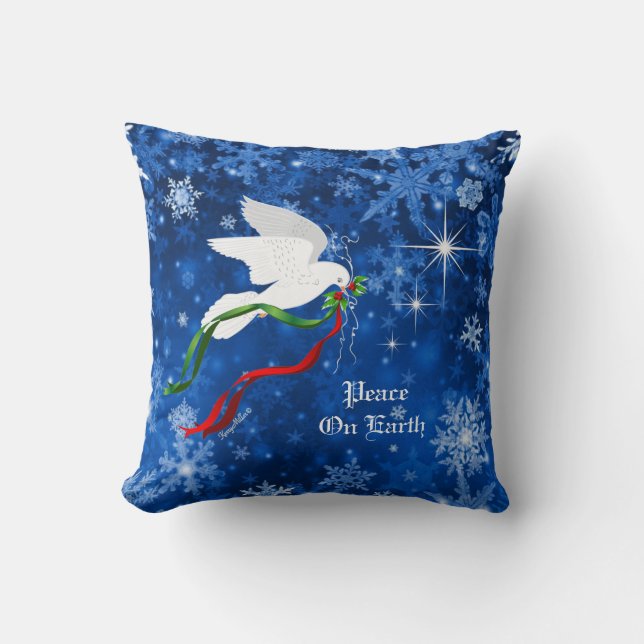 White Christmas Dove Throw Pillow (Front)