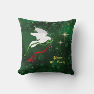 White Christmas Dove Throw Pillow