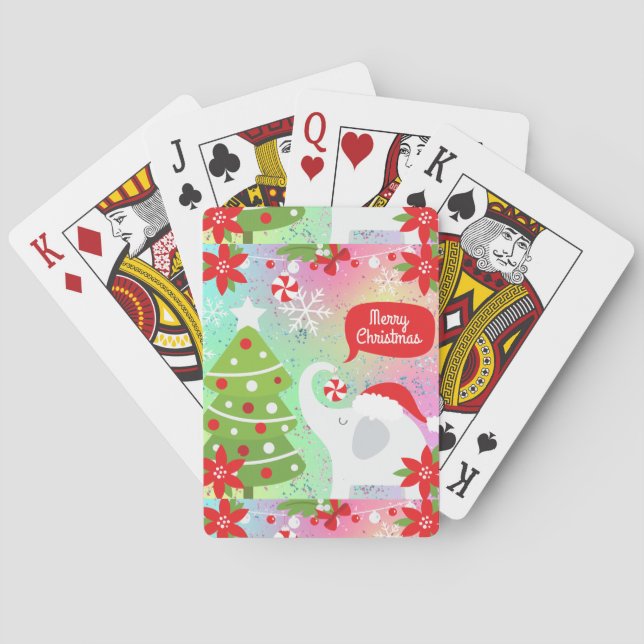 White Christmas Elephant  Playing Cards (Back)