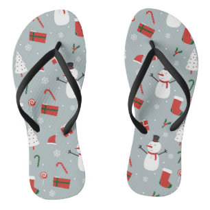 White Christmas Flip Flops