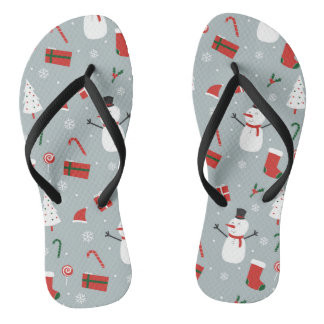 White Christmas Flip Flops
