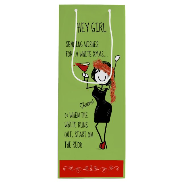 White Christmas Funny Sisterhood Wine Gift Bag (Front)
