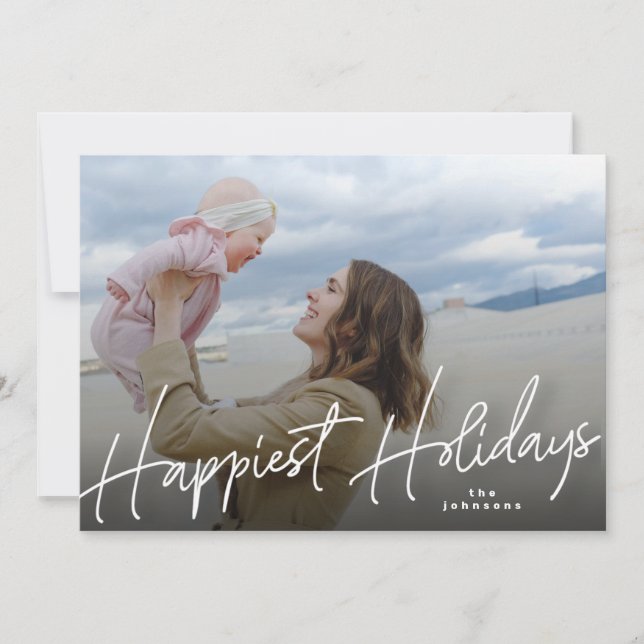 White Christmas Happy Holiday Photo (Front)