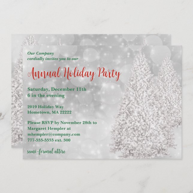 White Christmas Holiday Party Invitation (Front/Back)
