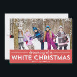 White Christmas Holiday Photo Card - Red<br><div class="desc">Celebrate the season with this modern and stylish holiday card from Berry Berry Sweet. Visit WWW.BERRYBERRYSWEET.COM to see our collection of stylish stationery. More colours available.</div>