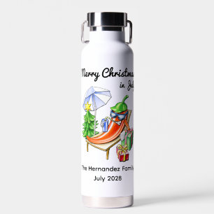 White Christmas in July Tropical Summer Holiday Water Bottle