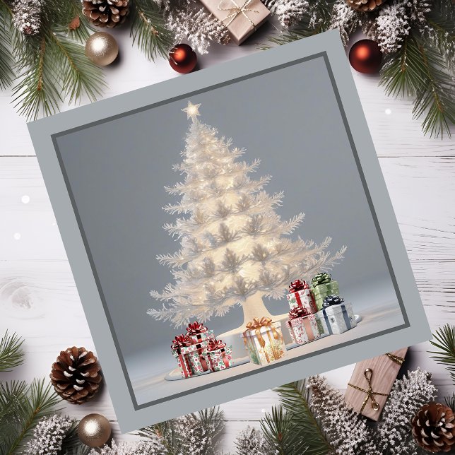 White Christmas Magnetic Card (Magnetic White Christmas Tree.)