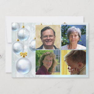 White Christmas Ornaments and Four Photos Holiday Card