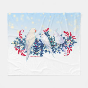 White Christmas Parrots Fleece Blanket