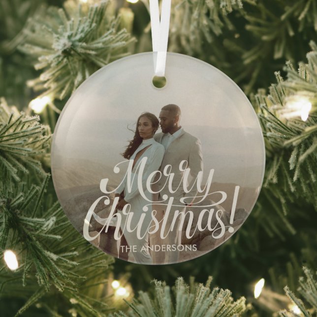 White Christmas Photo Glass Ornament (Insitu)