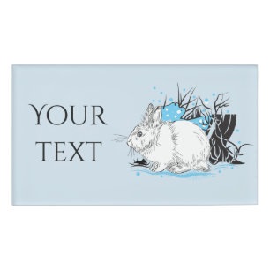 white christmas Rabbit Hare Name Tag