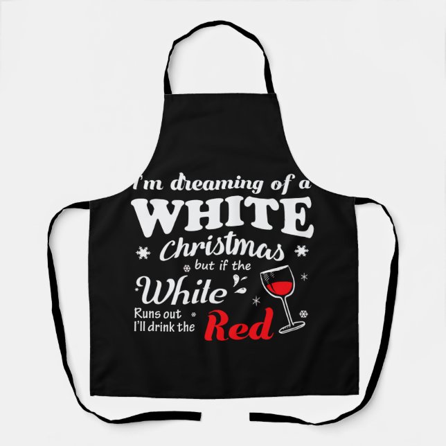 White Christmas Red Wine TShirt Apron (Front)