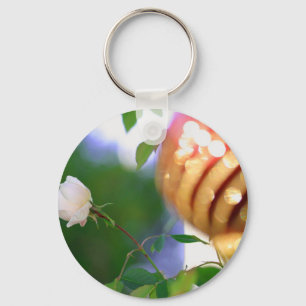 White Christmas Rose Keychain