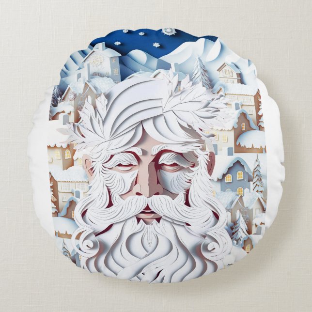 WHITE CHRISTMAS ROUND PILLOW (Front)