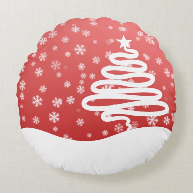 White Christmas Round Pillow (Front)