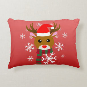 White Christmas Rudolph the Red Nosed Reindeer Accent Pillow