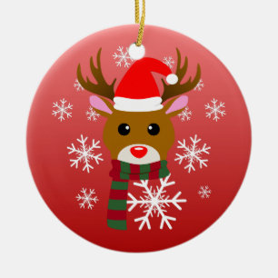 White Christmas Rudolph the Red Nosed Reindeer Ceramic Ornament