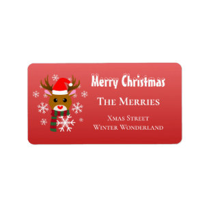 White Christmas Rudolph the Red Nosed Reindeer Label