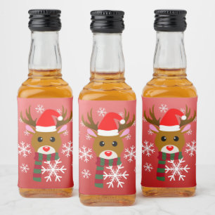 White Christmas Rudolph the Red Nosed Reindeer Liquor Bottle Label