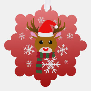 White Christmas Rudolph the Red Nosed Reindeer Ornament Card