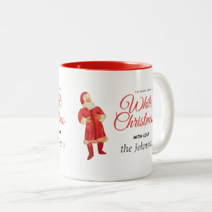 white christmas santa vintage retro red Two-Tone coffee mug