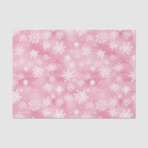 White Christmas Snowflakes Pink Watercolor Tissue Paper