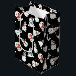 White Christmas Snowman | Black Medium Gift Bag<br><div class="desc">This black gift bag features an adorable snowman pattern. Great for kids of all ages. This design contains A.I.</div>