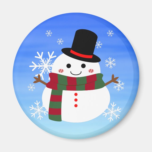 White Christmas Snowman Magnet (Front)