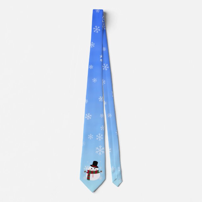 White Christmas Snowman Tie (Front)