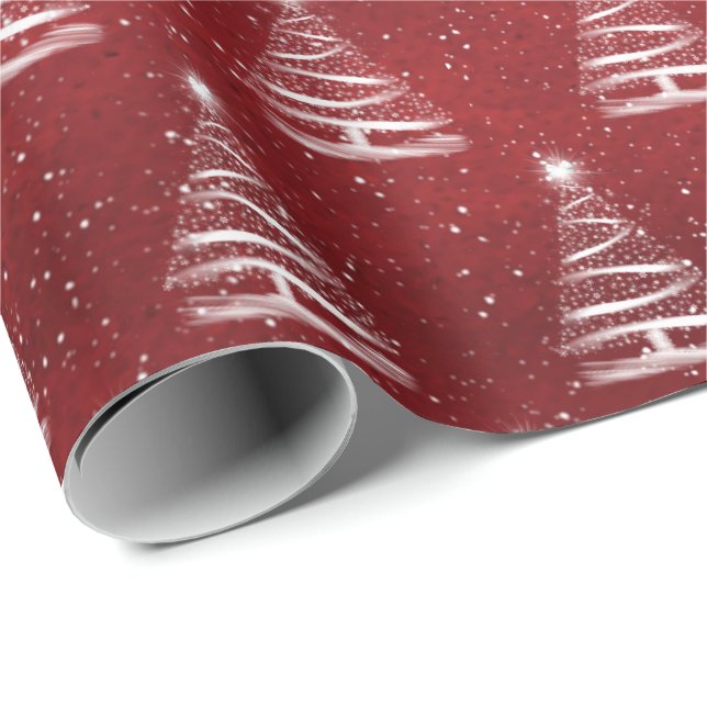 white Christmas star tree on red Wrapping Paper (Roll Corner)