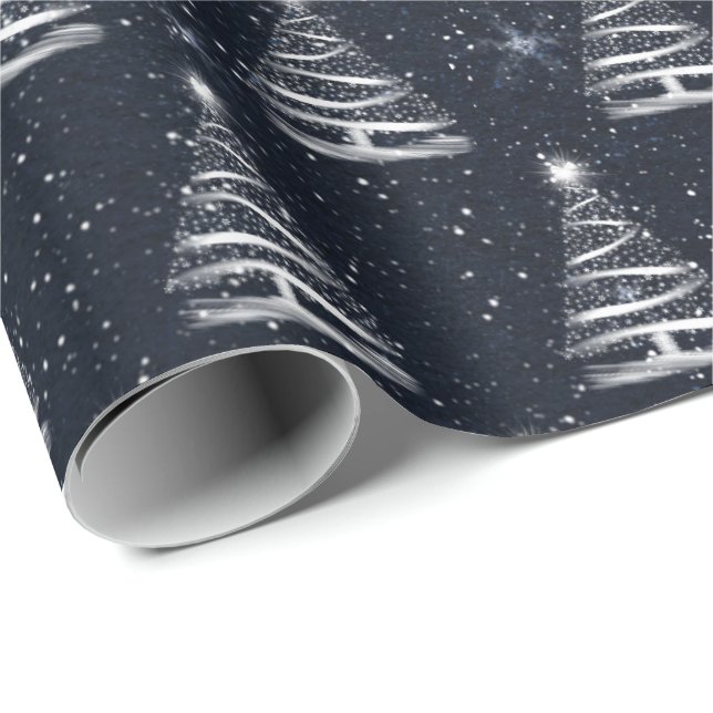 white Christmas star tree Wrapping Paper (Roll Corner)