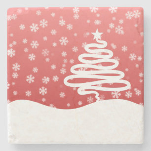 White Christmas Stone Coaster