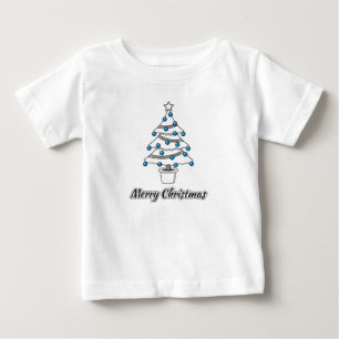 White Christmas Tree Blue Decorations - Merry Xmas Baby T-Shirt